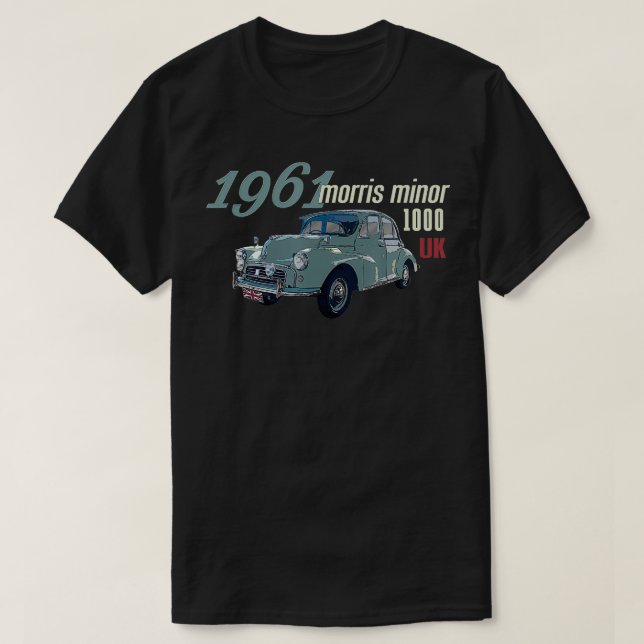 CAMISETA AUTOS CLÁSICOS 1961 REINO UNIDO MORRIS MINOR AUTOS (Diseño del anverso)