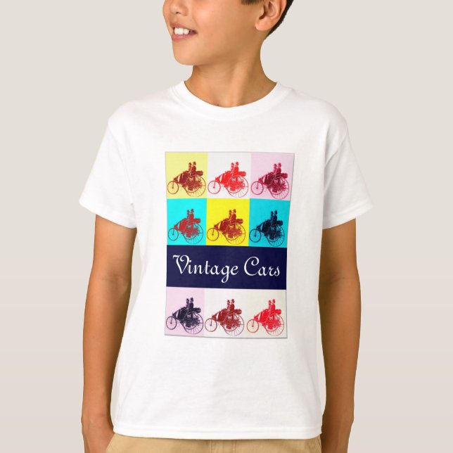 Camiseta Autos de época reuniendo arte pop (Anverso)