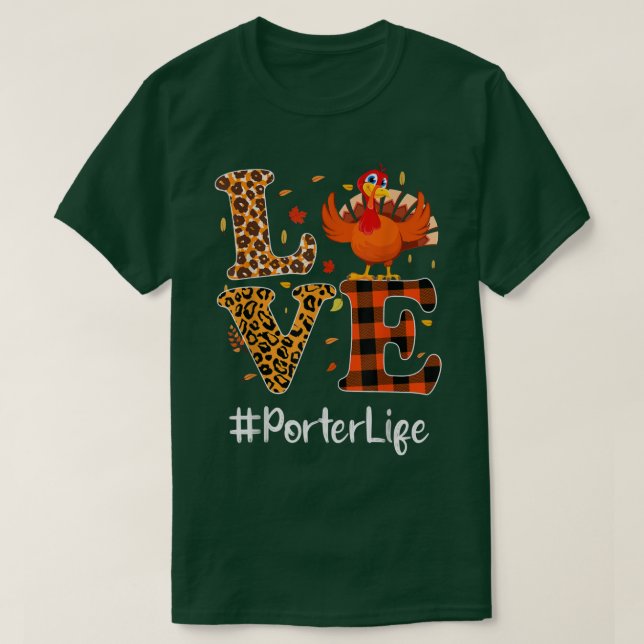 Camiseta Autum del leopardo de acción de gracias de Porter  (Diseño del anverso)