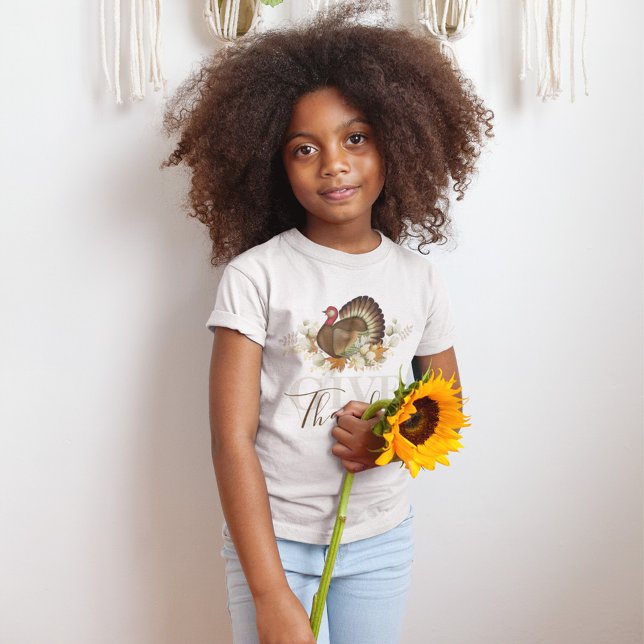 Camiseta Autumn Dale Gracias Acción de Gracias (Give thanks watercolor thanksgiving turkey T-Shirt. )