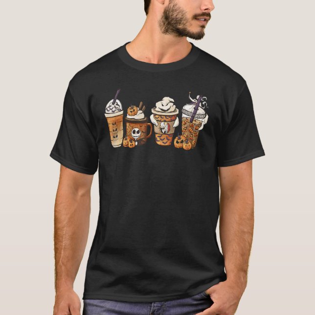 Camiseta Autumn Fall Coffee Latte Cups Horrors & Ghost Hall (Anverso)