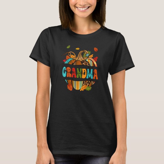 Camiseta Autumn Fall Outfit Grandma Thankful Grateful Bless (Anverso)