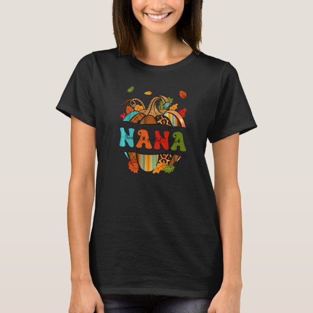 Camiseta Autumn Fall Outfit Nana Thankful Grateful Blessed  (Anverso)