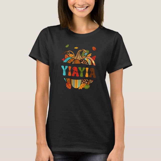 Camiseta Autumn Fall Outfit Yiayia Thankful Grateful Blesse (Anverso)