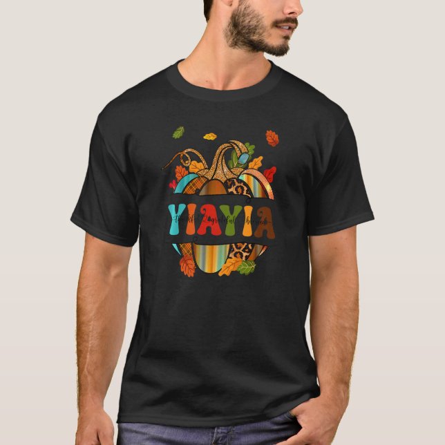 Camiseta Autumn Fall Outfit Yiayia Thankful Grateful Blesse (Anverso)