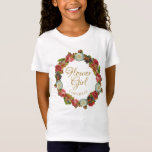 Camiseta Autumn Floral Flor Flor Chica Favor De La Boda<br><div class="desc">Esta linda camiseta está diseñada especialmente para su chica de flores boda. El diseño presenta una corona de flores caídas en ricos colores otoñales que incluyen rosa coral, rojo, naranja y ciruela. El texto es un elegante guión de oro, y hay un lugar para introducir su nombre. Gran manera de...</div>