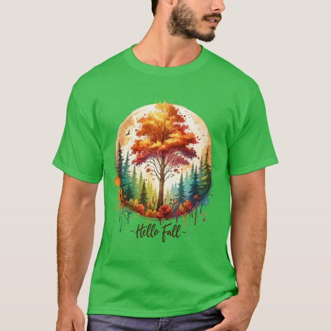 Camiseta Autumn Harvest Watercolor Pumpkins Fall Flowers wi (Anverso)