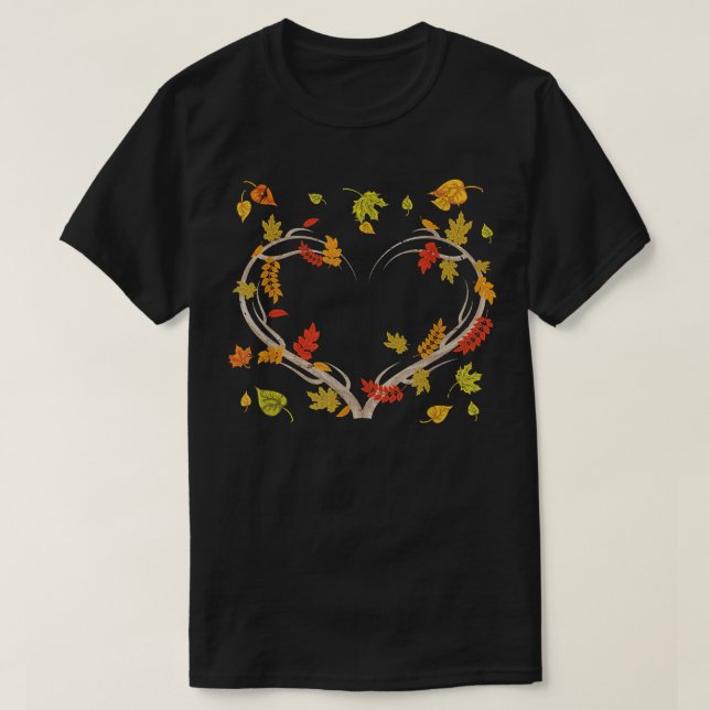 Camiseta Autumn Leaves Heart Nature Love Botanical Thanksgi (Diseño del anverso)