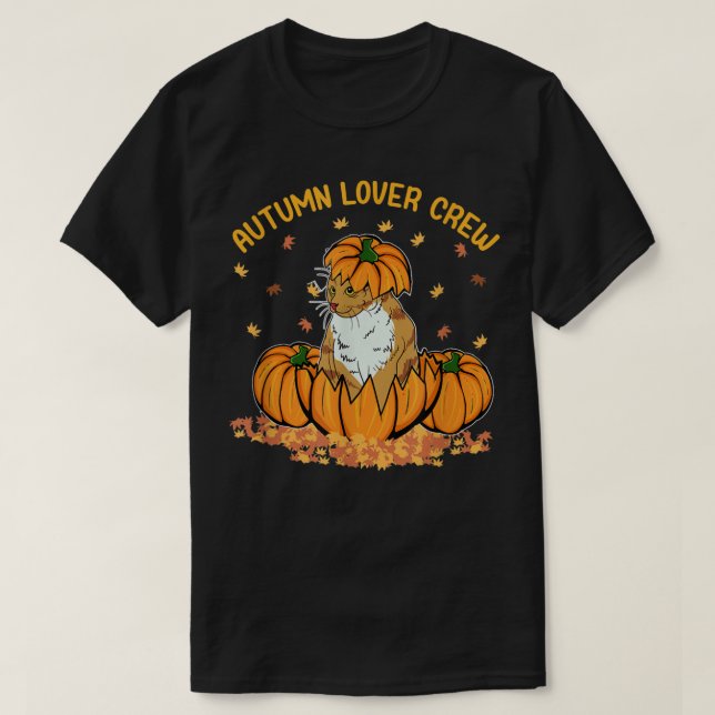 Camiseta Autumn Lover Crew Cute Kitty Cat Pumpkin Falling L (Diseño del anverso)