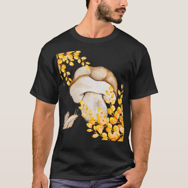 Camiseta Autumn mushroom, snail and yellow branches throw p (Anverso)