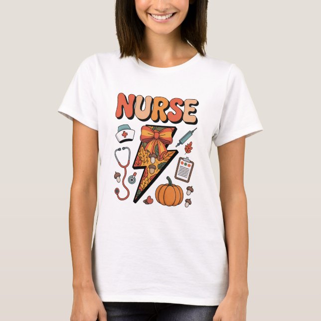 Camiseta Autumn Nurse – Cute Fall Medical Professional  (Anverso)