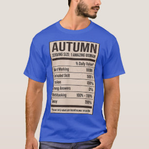 Camiseta Autumn Nutrition Facts Name Nickname Alias Title F