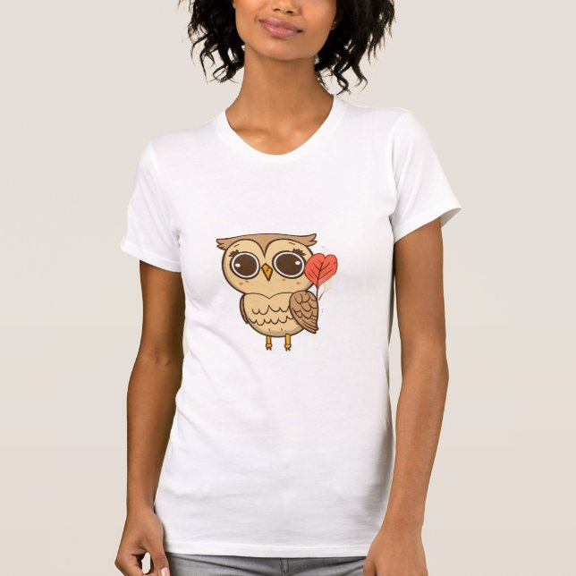 Camiseta “Autumn Owl Love – Cute Fall Illustration” (Anverso)