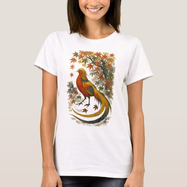 Camiseta 【Autumn Phoenix Japanese Art Women’s T-Shirt】 (Anverso)