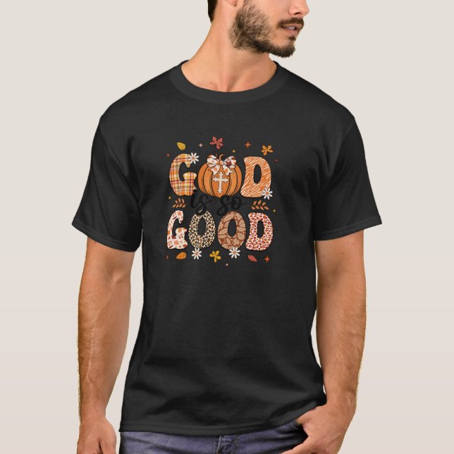 Camiseta Autumn Pumpkin Christian Thanksgiving Faith God Is (Anverso)