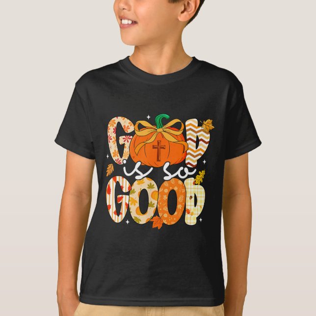 Camiseta Autumn Pumpkin Christian Thanksgiving Faith God Is (Anverso)
