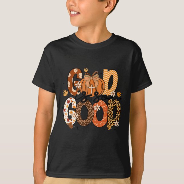 Camiseta Autumn Pumpkin Christian Thanksgiving Faith God Is (Anverso)