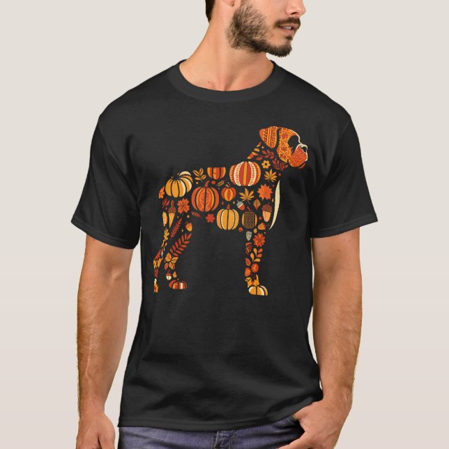 Camiseta Autumn Pumpkin Fall Boxer Dog Thanksgiving Womens  (Anverso)