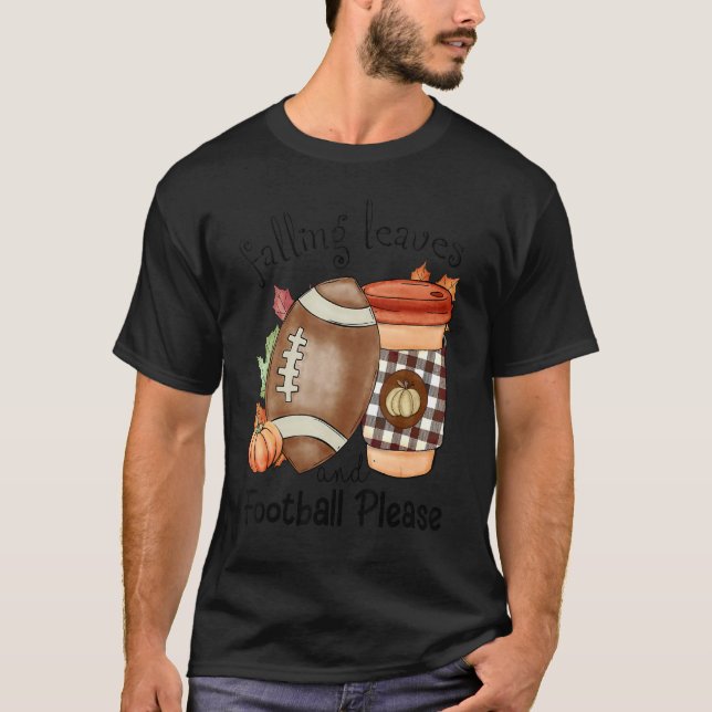 Camiseta Autumn Saying Falling Leaves And Football Please F (Anverso)