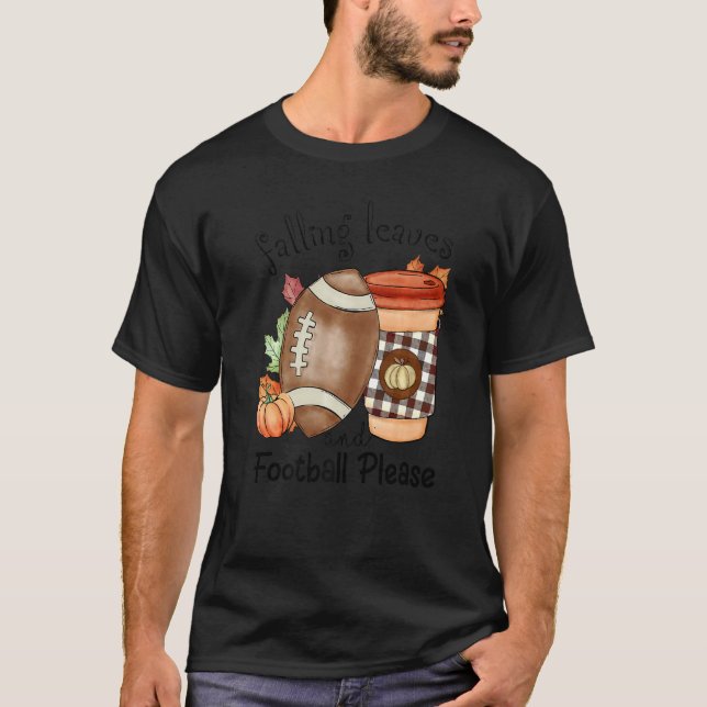 Camiseta Autumn Saying Falling Leaves And Football Please F (Anverso)