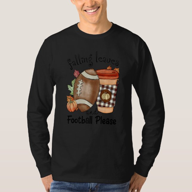 Camiseta Autumn Saying Falling Leaves And Football Please F (Anverso)
