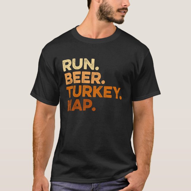 Camiseta Autumn Sayings Thanksgiving Trot Run Beer Turkey (Anverso)