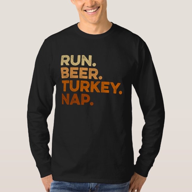 Camiseta Autumn Sayings Thanksgiving Trot Run Beer Turkey (Anverso)