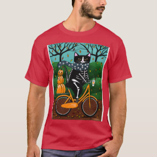 Camiseta Autumn Skellie Cat Bicycle Ride