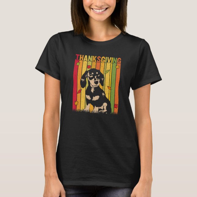 Camiseta Autumn Thanksgiving Retro Dachshund Dog  Thanksgiv (Anverso)