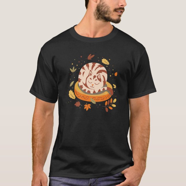 Camiseta Autumn Vibes Cute Kitten Sleepy Cat Fall Season Le (Anverso)
