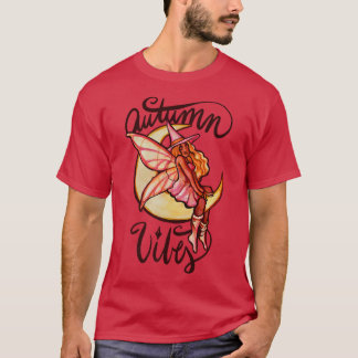 Camiseta Autumn Vibes Moon Witch Black Fairy Art