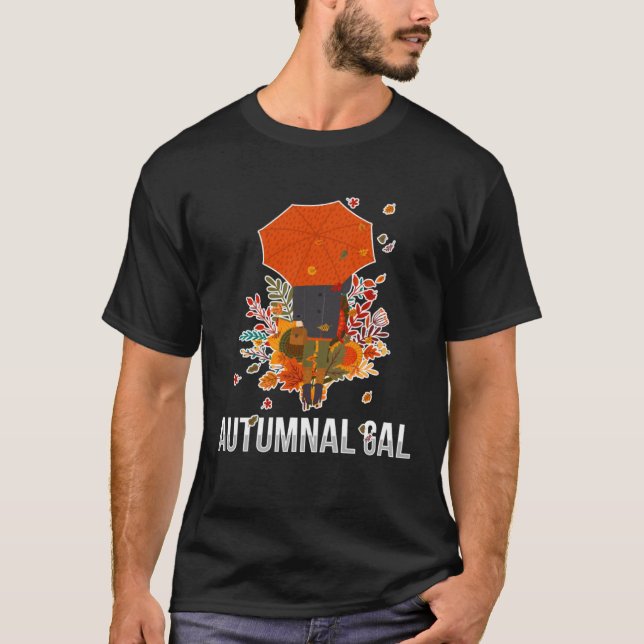 Camiseta Autumnal Gal Fall Girl with Umbrella (Anverso)