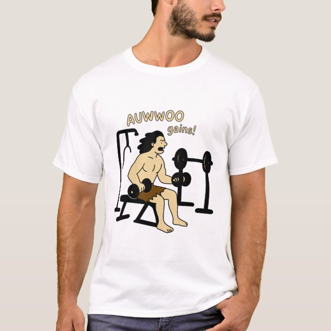 Camiseta AUWOO Gana Gracioso Caveman Gym Design - Fitness H (Anverso)
