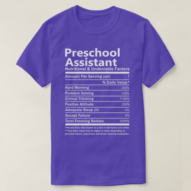 Camiseta Auxiliar De Preescolar, Cara Nutricional E Innegab (Diseño del anverso)