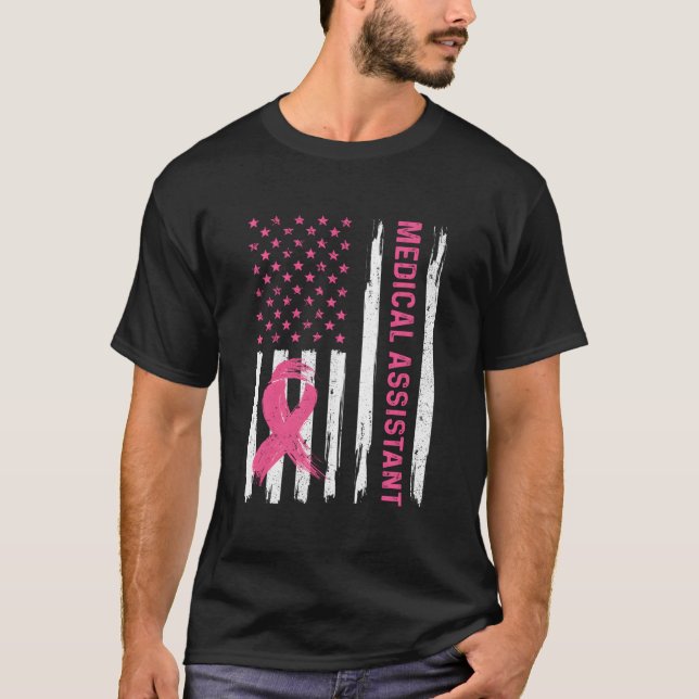 Camiseta Auxiliar Médico Bandera Americana Enfermera de pec (Anverso)