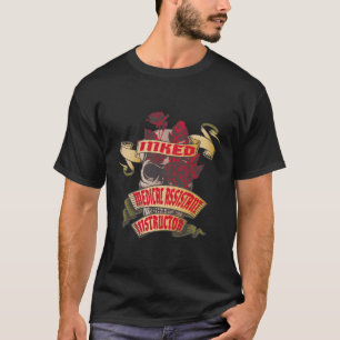Camiseta Auxiliar Médico Instructor Roses Rojos de cráneo c