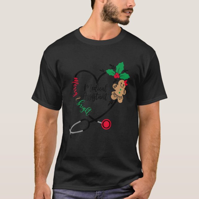 Camiseta Auxiliar Médico Navidades De Cerebros Y Brillantes (Anverso)
