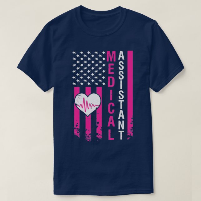 Camiseta Auxiliar Médico Regalos Heartbeat Pink Ameri (Diseño del anverso)