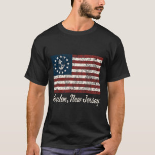 Camiseta Avalon Nj Vintage Sailing Us Anchor Boat Flag Tee 