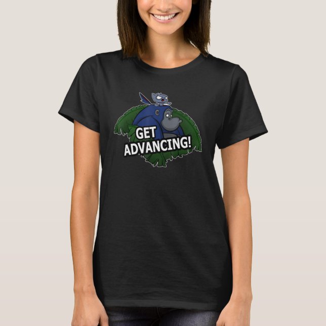 Camiseta ¡Avanza! Diseño De Gorilas Y Gatos (Anverso)