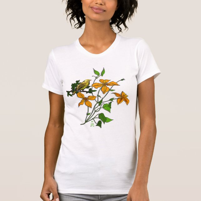 Camiseta Ave amarilla en los Naranjas Tiger Lilies (Anverso)