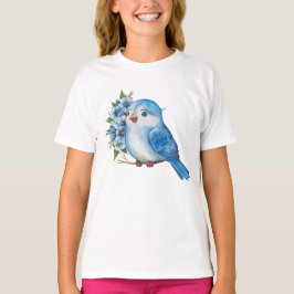 Camiseta Ave azul con flores
