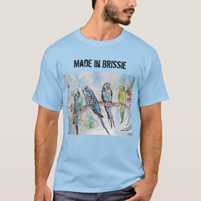 Camiseta Ave Budgie Budgerigar Hecha En Brissie T Shirt (Anverso)