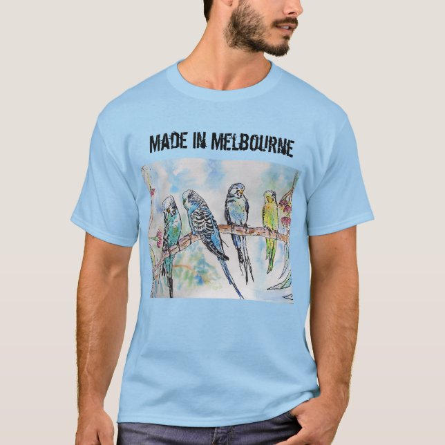Camiseta Ave Budgie Budgerigar Hecha En Melbourne T Shirt (Anverso)