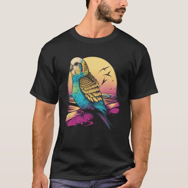 Camiseta Ave Bugarigar Parakeet Budgie Beach (Anverso)