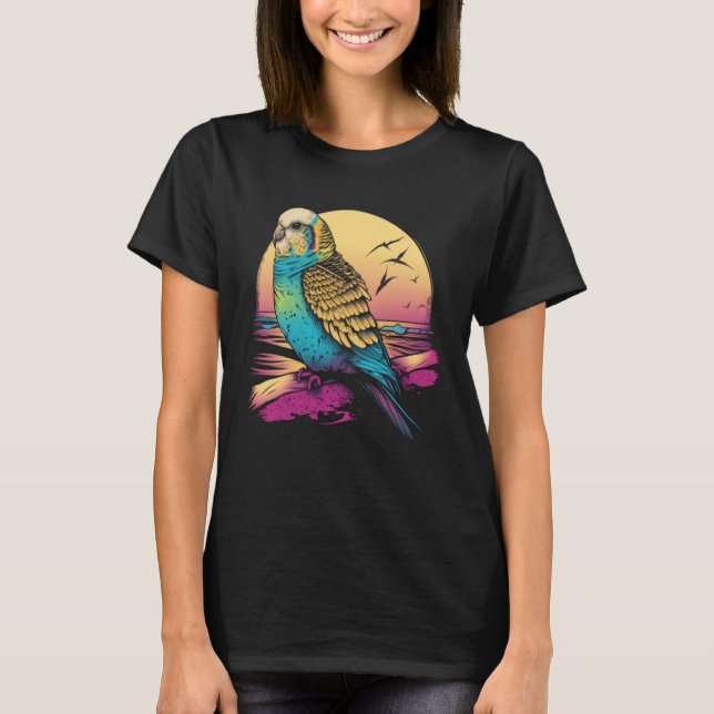Camiseta Ave Bugarigar Parakeet Budgie Beach (Anverso)