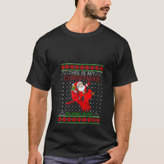 Camiseta Ave cardinal estilo dulce de Santa Riding de Navid