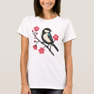 Camiseta Ave con flores de cerezo - Arte de serenidad de pr