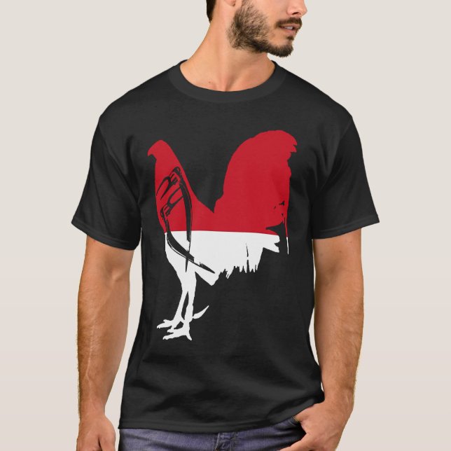 Camiseta Ave de caza Indonesia gallo de bandera indonesio (Anverso)
