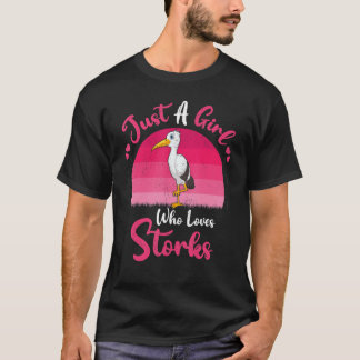 Camiseta Ave de cigüeña de época, sólo un Chica que ama las